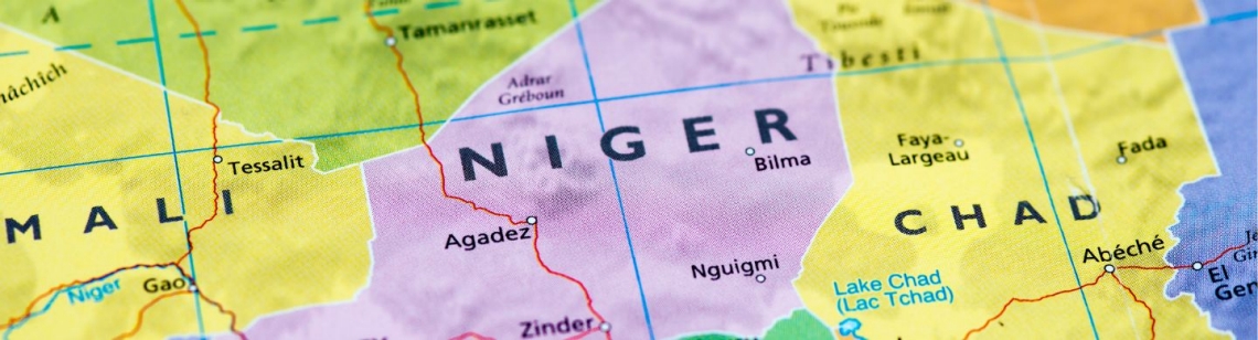 Kartenausschnitt mit dem Land Niger im Mittelpunkt